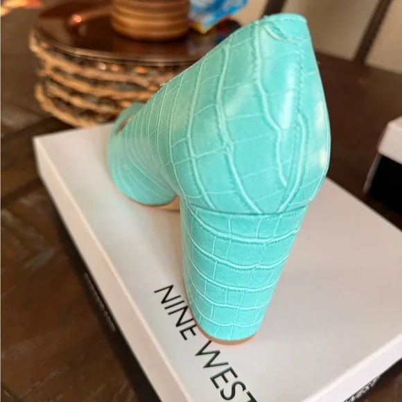 Nine West Aqua Croc-Embossed Heels - Picture 3 of 6